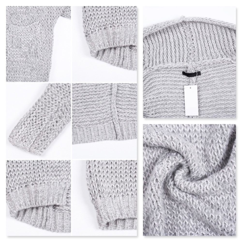 Grey Oversized Open Cardigan With Pockets - Picture 7 of 7